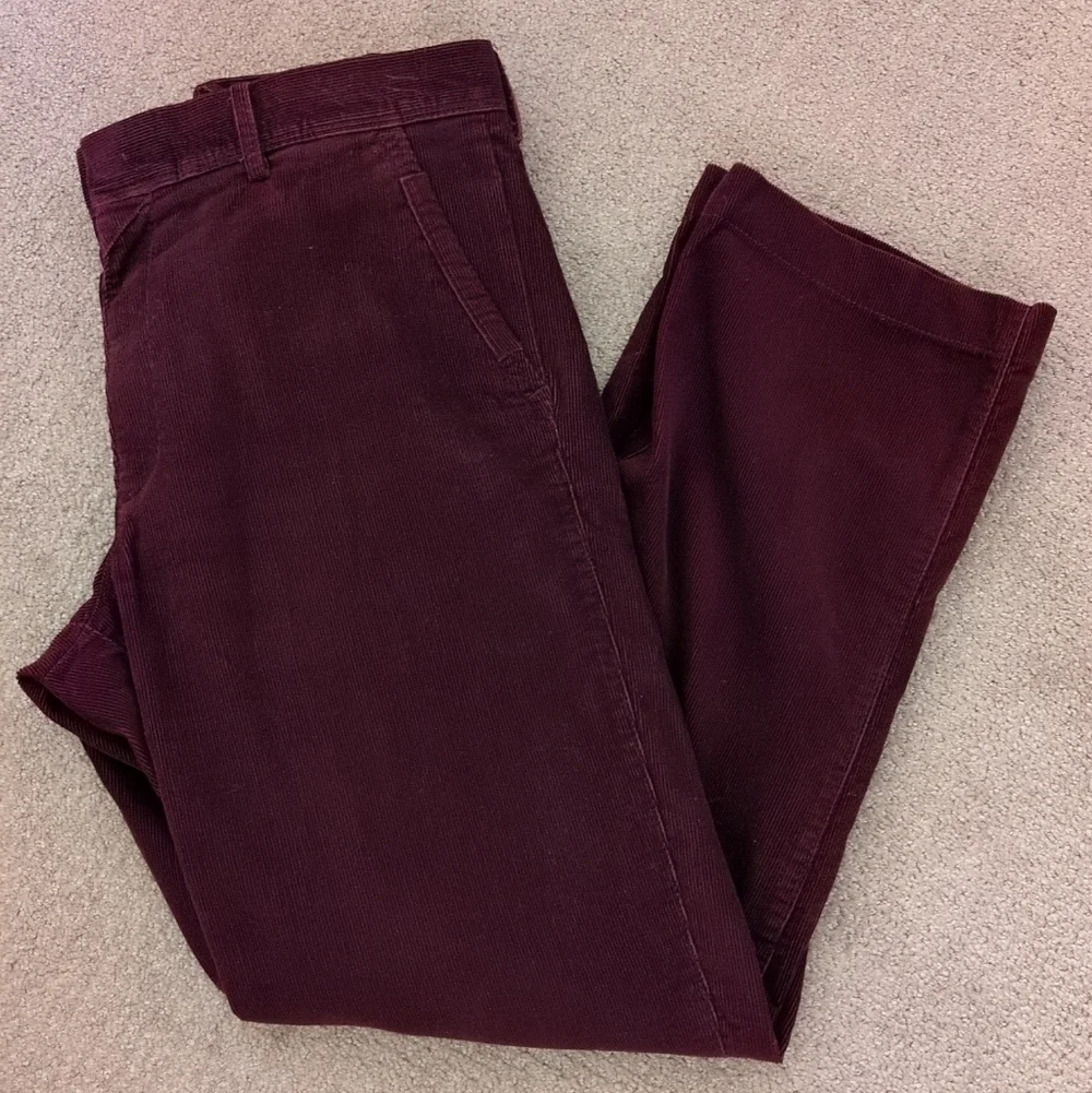 Repreve Men's Burgundy High Waisted Corduroy Straight Leg Dress Pants